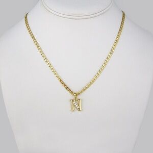 Gold Initial 'N' Pendant Necklace